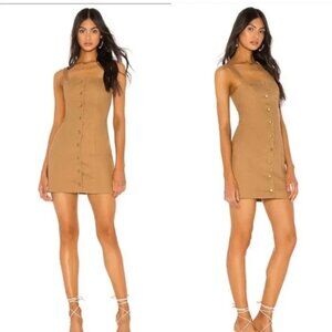 Tularosa brown button-down mini dress, cotton & polyester